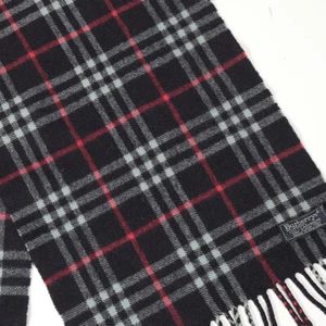 Bufanda Burberry vintage, azul marino House Check. 100% cachemir. - Imagen 1 de 5