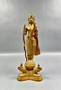 VINTAGE THAI PATINATED Metal CHIANG RUNG STYLE STANDING BUDDHA STATUE - Picture 1 of 13
