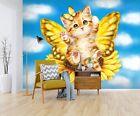3D Gelbe Schmetterling Katze C547 Tapete Wandbild Fototapete Kayomi Harai Amy