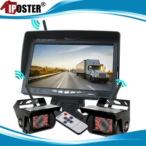 Wireless 7" Monitor 2x CCD Color Reversing Camera 18 IR 12-24v For Truck Caravan - Picture 1 of 12