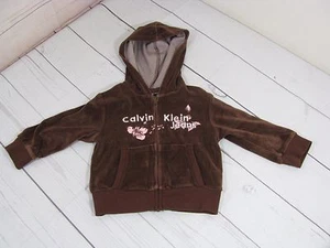 Chaqueta con Capucha "Calvin Klein Jeans" Niñas Terciopelo Marrón Cremallera Talla 18 Meses - Imagen 1 de 1