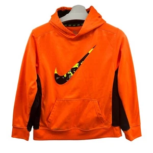 Nike Hoodie Youth Extra Large Therma Fit Hi Vis Orange Camo Center Swoosh Logo - Picture 1 of 11