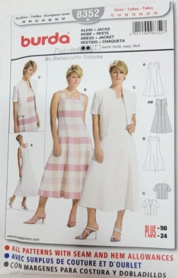 Burda 8352 Misses Dress & Jacket size plus 12-24 Sewing Pattern - Image 1 of 3