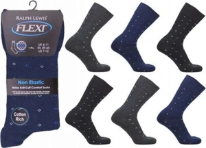 6 Pairs Mens Non Binding Diabetic Loose Flexi-Top Sock Diamond Size 6-11 - Picture 1 of 2
