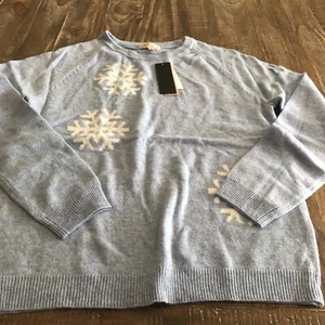 Philosophy Cashmere Snow Flake Sweater Heather/Frost White Size M - Picture 1 of 4