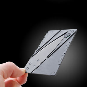 Folding Thin Cardsharp Knife Razor Sharp Wallet Credit Card Survival Tool Black
