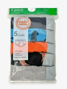 Wonder Nation Boys Briefs Tag Free Cotton Underwear 5 Pair L 10-12 25.5-27" - Picture 1 of 3