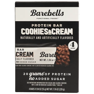 Barebells Protein Bars with 20g High Protein, 1.9oz Bars, Cookies & Cream 4Count - Picture 1 of 6