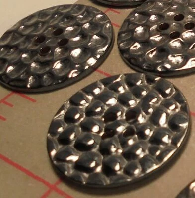 3 Metal Buttons LG Steel Grey Color Bubble Pebble Look Reversible 1-1/8" 4 Hole - Image 1 of 4