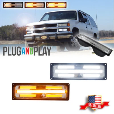 Clear Switchback LED DRL Signal Lights 88-98 GMC Chevy C/K 1500/2500/3500 Truck - Image 1 of 4