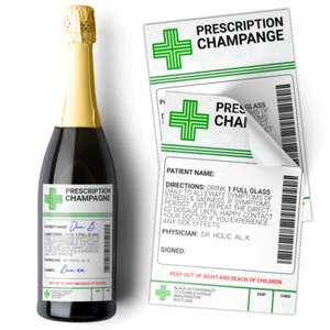 Champagner Rezept Medizinische Alkohol Flasche Geschenk Lustig Getränke Aufkleber Etikett - Bild 1 von 1
