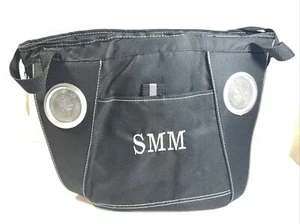 Gemline Tote Bag Solid Black w/ White EMBROIDERED (SMM) WITH BULIT IN SPEAKERS - Picture 1 of 9