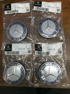 GENUINE OEM Set of 4 Mercedes Benz Royal Blue Center Hub Cap for Alloy Wheel US - Picture 1 of 5