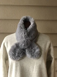 Gray Soft Plush Neck Scarf, Faux Fur Neck Warmer, Neck Scarf - Picture 1 of 5
