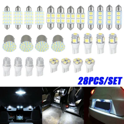 28Pcs Car Interior LED Light For Dome Map License Plate Lamp Bulbs Accessories - Image 1 of 4