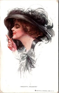 Naughty Naughty Harrison Fisher Postcard - Picture 1 of 2