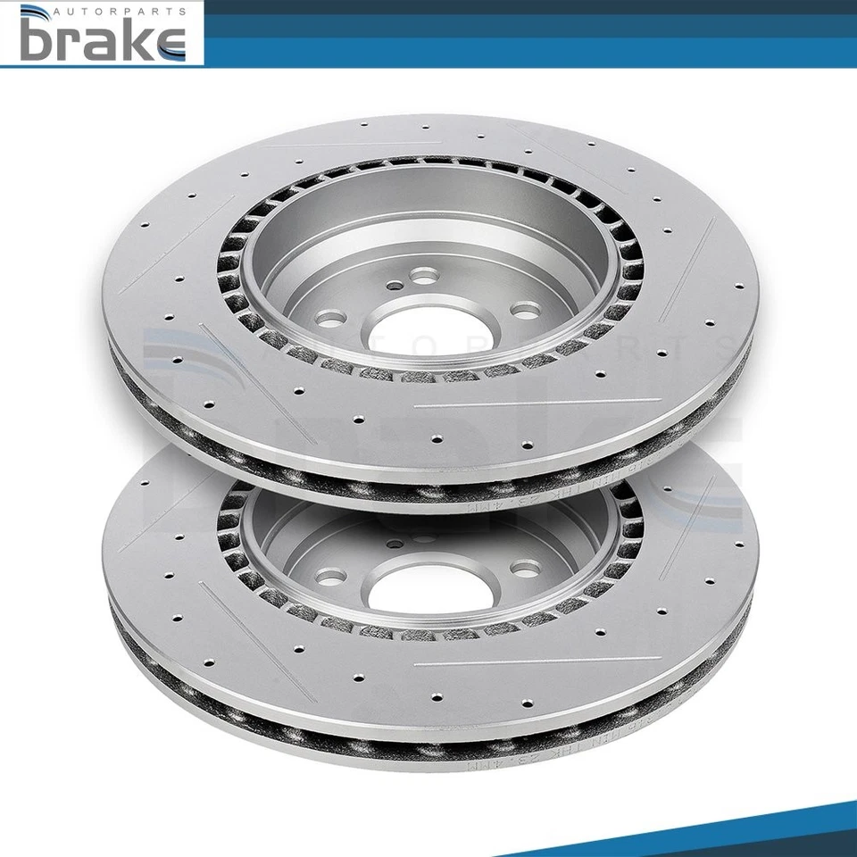 Rear Drilled & Slotted Brake Rotors For 2007 2008 - 2013 Mercedes-Benz CL600 — 第 1/1 张图片