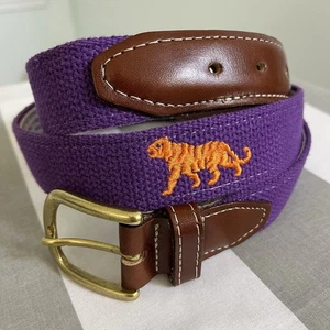 Cintura Elkmont Trading Company ricamata tela di tigre pelle 40" viola - Foto 1 di 10