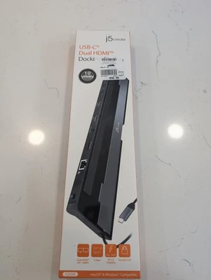 J5 USB-C Dual HDMI Docking Station JCD542 Superspeed USB Ports NIB MacOS Windows - Image 1 of 4