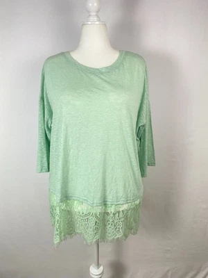 Top túnica Umgee verde menta encaje floral dobladillo fluido hada artística talla 2 XL Foto 1 de 4