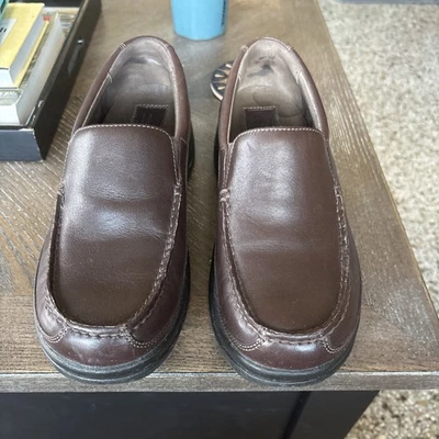 Dansko Talla 41 7.5 8 Mocasines Zapatos Para Hombres Wayne Marrón Grano Completo Cuero Sin Cordones Foto 1 de 4