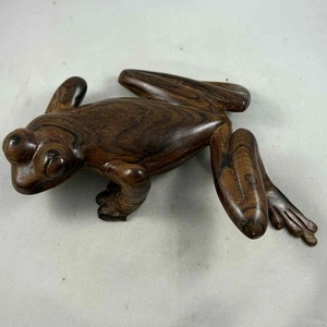 Vintage Froschfigur/Skulptur aus Eisenholz handgeschnitzt braun - Bild 1 von 10
