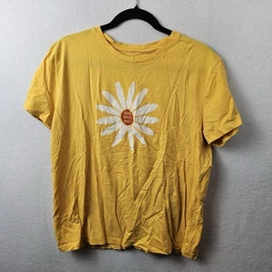 Fifth Sun Shirt Woman’s Size XL Yellow Short Sleeve T-Shirt Good Vibes Only - Picture 1 of 6