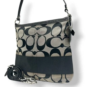 Authentische Coach F13674 Signature Canvas Leder 2WEGE Schultertasche Crossbody - Bild 1 von 20