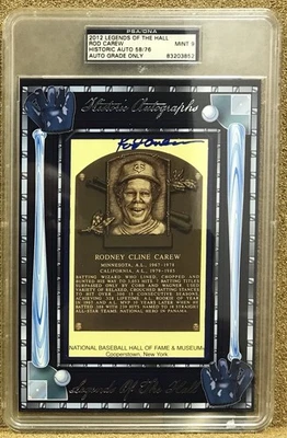 2012 Legends Of The Hall PSA 9 Cert. Rod CarewSigned Plaque. /76 - Image 1 of 2