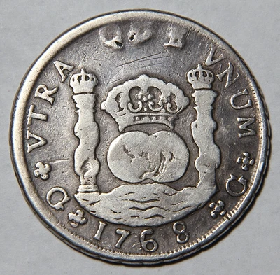 1768 G Guatemala Eight 8 Reales 8R Pillar Globes Rare Type! 25.81g -5245- - Image 1 of 4