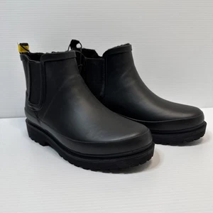NEU Chooka Damen-Regenstiefel Plüsch Chelsea schwarz Kunstfell gefüttert wasserdicht Größe 8 - Bild 1 von 8