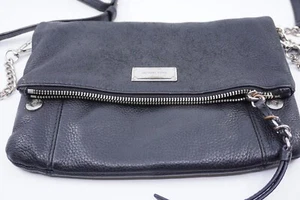 MICHAEL KORS CORINNE Navy Leather Medium Messenger Crossbody bag fold flap Style - Picture 1 of 6
