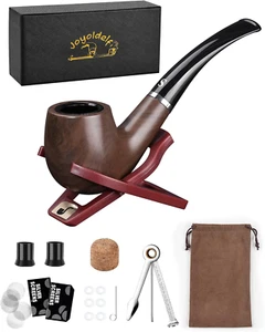 Joyoldelf Set Pipa Tabacco, Pipa da Fumo Curva Manico Corto con Pipa Pieghevole - Foto 1 di 6