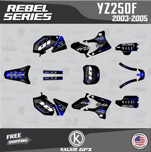 Kit de gráficos para Yamaha YZ250F (2003-2005) YZ 250F Rebel - BLUE-SHIFT - Imagen 1 de 6