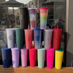 Starbucks China Rose frosted diamond set straw cold drink cup 24 oz - Picture 1 of 49