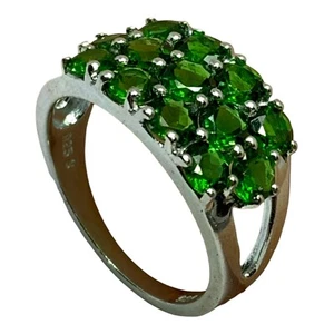 Sterling Silver Emerald Glass  Raws Signed Ring Size 8.25. 12/20 - Picture 1 of 10