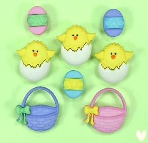 DRESS IT UP Buttons Easter Basket 1302 - Eggs Chicks Baskets Embellishments - Picture 1 of 4