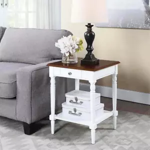 Convenience Concepts End Table 18"x24" Walnut/White Standard Square Wood w/Shelf - Picture 1 of 6