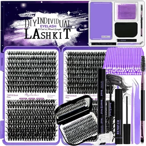 Kit Di Estensione Ciglia 840Pcs DIY Ciglia Finte Cluster Con Scatola per Ciglia - Foto 1 di 12
