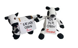 Chick Fil A Cow Plush 6" Eat Mor Chikin Sign Stuffed Plush Animal Toy Lot of 2 - Picture 1 of 6