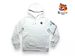 CARHARTT RELAXED FIT MIDWEIGHT LOGO SLEEVE GRAPHIC HOODIE WOMENS SIZE SMALL - Picture 1 of 13