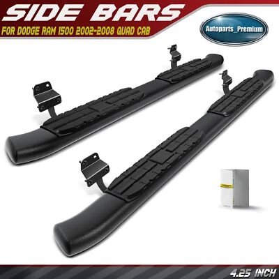 Barras laterales de acero negro texturizado de 4,25" para Dodge Ram 1500 2002-2008 cabina y media Foto 1 de 4