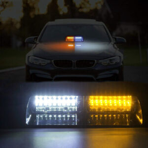 16LED Amber White Car Truck Warning Emergency Strobe Light Flashing Dash Lamp