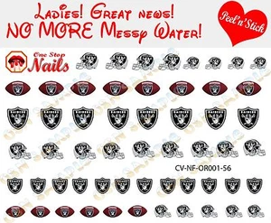 Oakland Raiders clear vinyl PEEL'n'STICK nail art decals/sticker CV-NF-OR001 - Picture 1 of 4