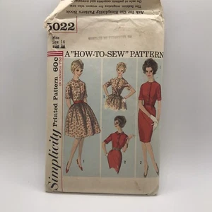 Vintage Simplicity 5022 Misses' One-Piece Dress Two Skirts Size 14 Bust 34 Cut - Picture 1 of 9