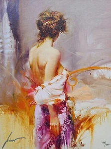 Pino Daeni Twilight Hand Signed Limited edition 154/500 lady art CANVAS COA - Picture 1 of 6