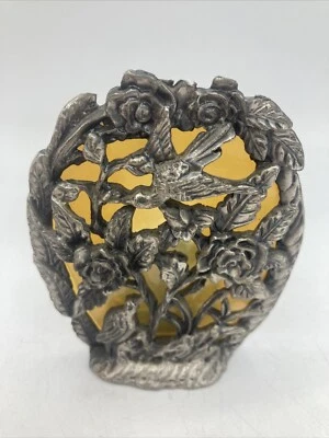 Candelabro votivo de vidrio ámbar de metal para pájaros Rose Bush colibrí romántico Foto 1 de 4