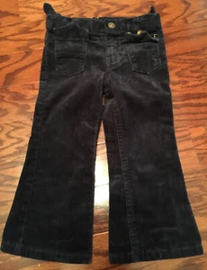 RALPH LAUREN Toddler GIrl’s Navy Blue Golden Buttons & Snaps Velvet Jeans 2T - Picture 1 of 12
