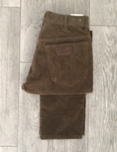 MENS WRANGLER TEXAS SLIM STRETCH CORD / CORDUROY PANTS TEAK BROWN -W31 - L32 - Picture 1 of 3