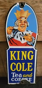 Vintage King Cole Porcelain Gas Station Sign Tea And Coffee 3" X 8" Rare DAVES - Picture 1 of 6